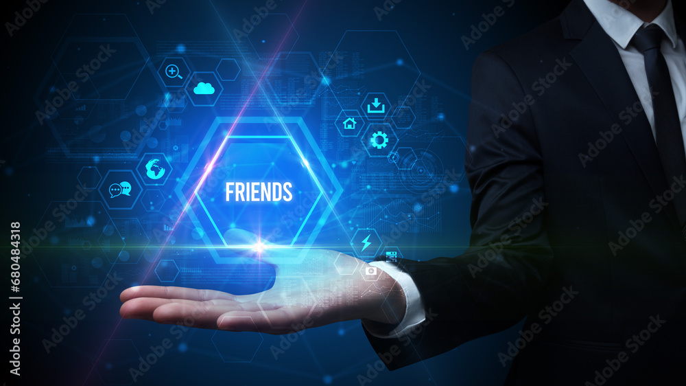 Man hand holding social inscription Man hand holding social inscription
