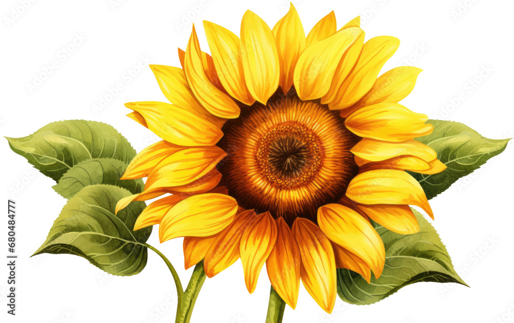 Naklejka premium Sunny Blossom Sunflower on White or PNG Transparent Background.