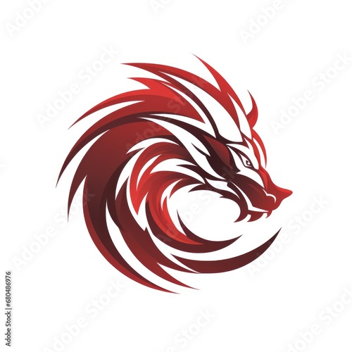 Simple graphic logo of dragon on white background.