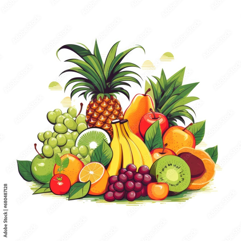 Fruits on a white background. Logo. Free space for the name