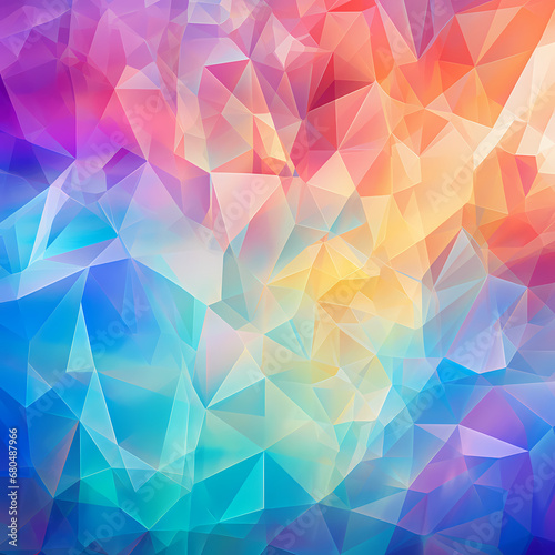 background with abstract prism-like patterns resembling the colors of the Aurora Borealis
