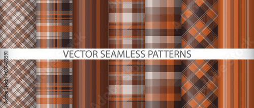 Set vector tartan texture. Fabric plaid background. Seamless pattern check textile.