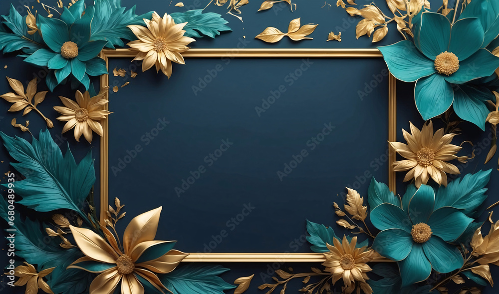 Luxury wedding invitation card background with golden line art flower ...