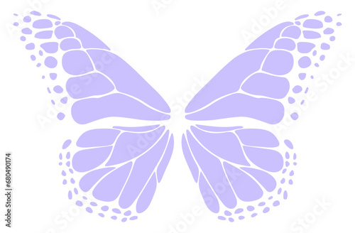 Hand drawn wings. butterfly wings doodle isolated elements.