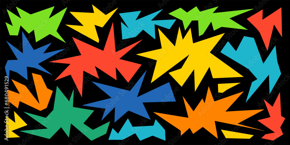 Abstract shapes sticker pack. Vector set of abstract organic shapes. Groovy funky trendy retro 90s 00s cartoon style. Abstract shapes sticker pack. Vector set of abstract organic shapes. Groovy funky trendy retro 90s 00s cartoon style.