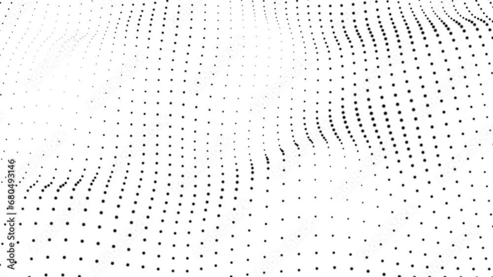Abstract futuristic dot background. Big data visualization. Dynamic wave of particles. dot motion background seamless loop