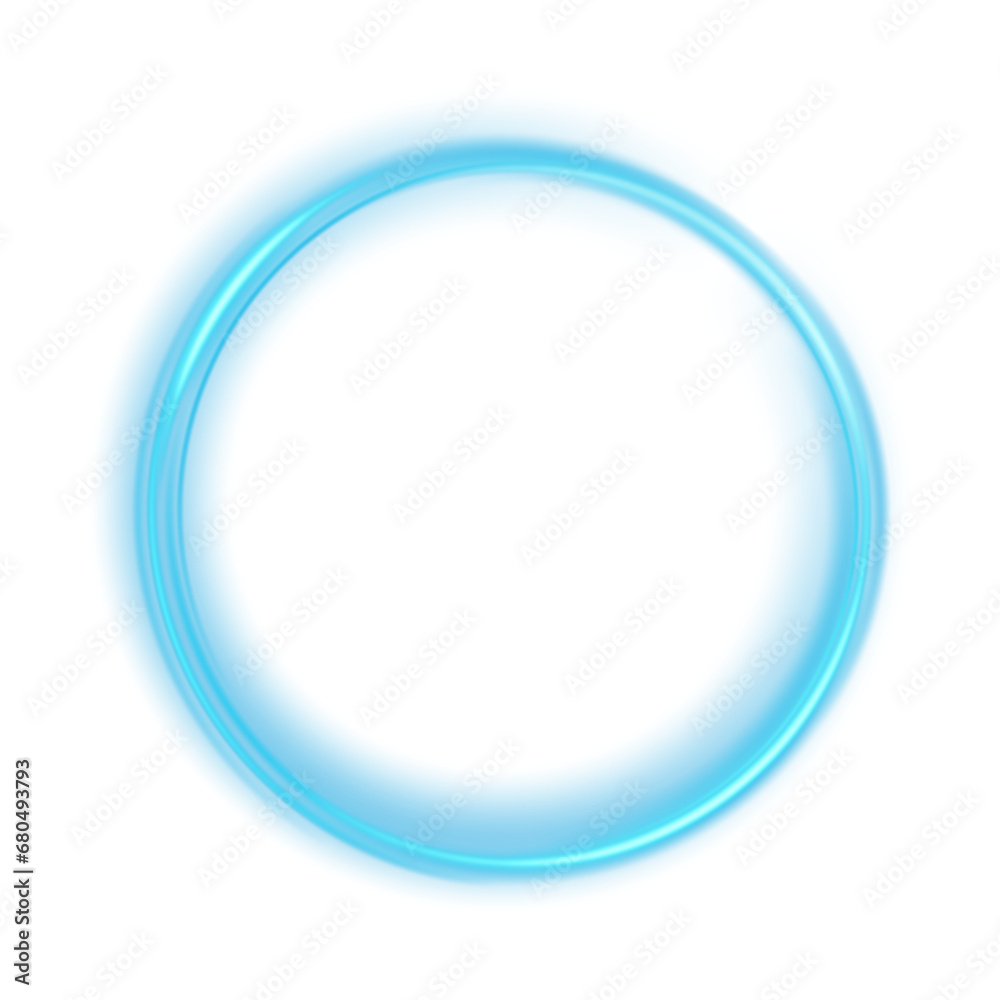 Blue round frame isolated. Light effects in the form of portal. Portal and frame. Abstract light lines of movement and speed. Light ellipse. Brilliant galaxy. PNG.