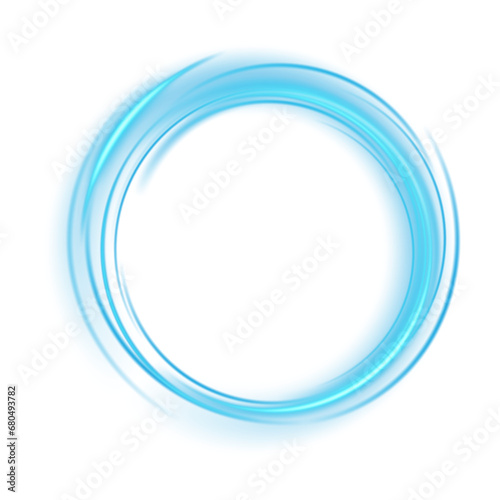 Blue round frame isolated. Light effects in the form of portal. Portal and frame. Abstract light lines of movement and speed. Light ellipse. Brilliant galaxy. PNG.