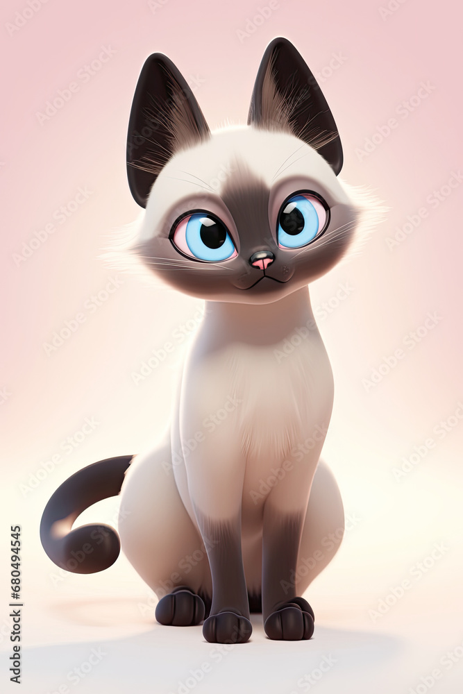 Siamese cat isolated on white background