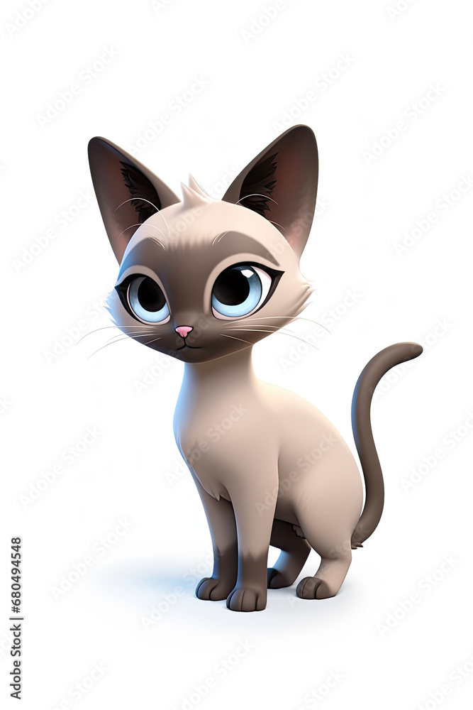 Obraz premium Siamese cat isolated on white background