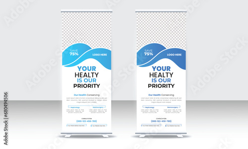 Medical doctor healthcare modern rack card and dl flyer. medical doctor healthcare roll up banner design template.