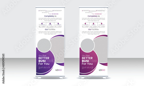 Corporate Roll Up Banner Signage Standee Template, Creative Business X Banner Design Layout, Roll up banner stand template design.