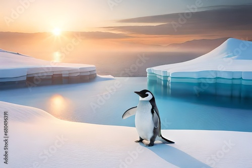 penguin in polar regions  cute birds move  natural ecosystem