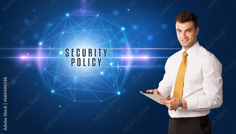 businessman thinking about security concept businessman thinking about security concept