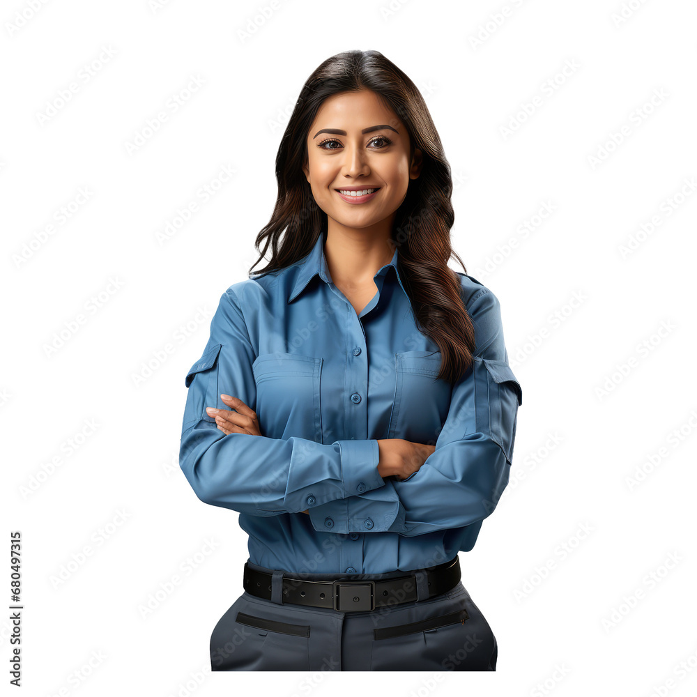 Asian woman courier wears an work shirt Asian woman courier wears an work shirt