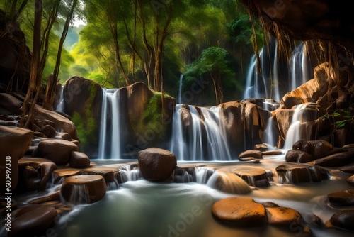 waterfall in the forest generated by AI technology © abdur