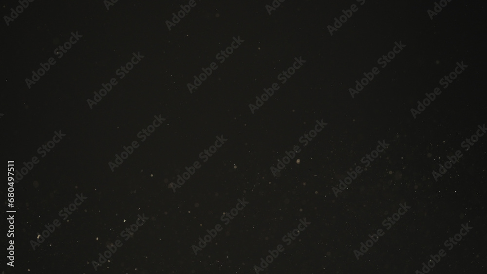 Fototapeta premium Dust particles float in sunlight on black background