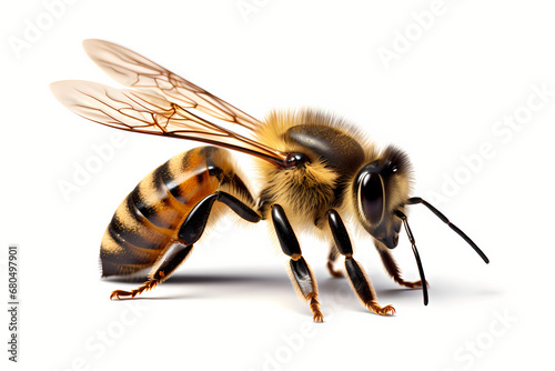 Realistic Honey Bee On White Background © Minhas