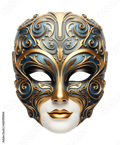 Full Face Opera Mask Isolated on Transparent Background 
