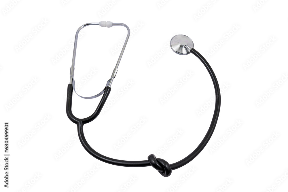 Stethoscope tied in a knot on a transparent background. Medical diagnostic concept Stethoscope tied in a knot on a transparent background. Medical diagnostic concept