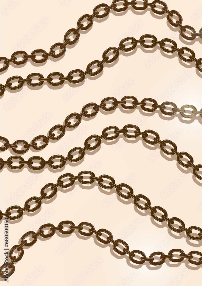 Metal chain made of gold. Realistic seamless wavy chains. Template for your design. Vector Metal chain made of gold. Realistic seamless wavy chains. Template for your design. Vector