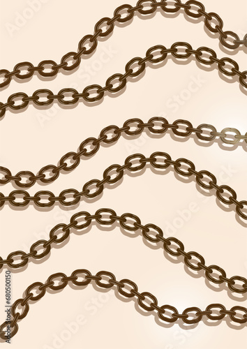 Wallpaper Mural Metal chain made of gold. Realistic seamless wavy chains. Template for your design. Vector Torontodigital.ca
