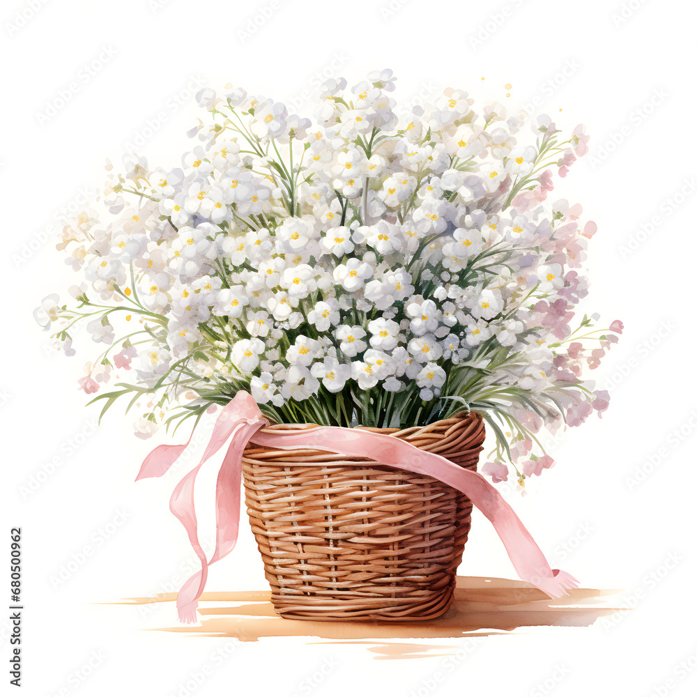 Baby's Breath, Flowers, Watercolor illustrations