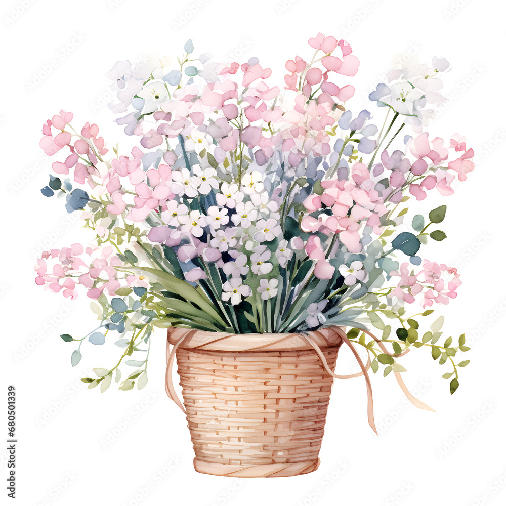 Baby's Breath, Flowers, Watercolor illustrations