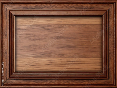 wooden frame for paintings, template for showcasing art or as a graphic resource, realistic