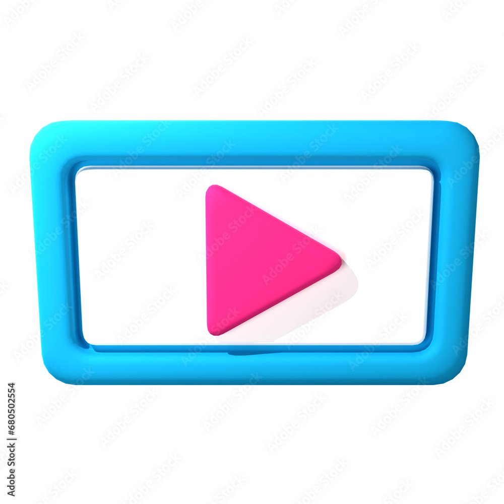 3D Rendered Play Movie Isolated on The Transparant Background 3D Rendered Play Movie Isolated on The Transparant Background