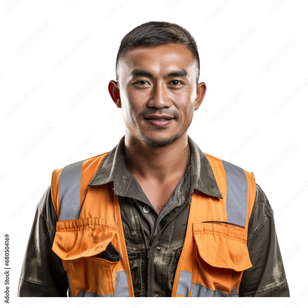 Portrait of attractive Southeast Asian engineer with smiling, standing isolated Portrait of attractive Southeast Asian engineer with smiling, standing isolated