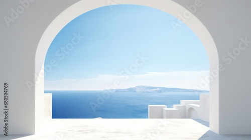Minimalism arch gate view to the sea beach living island style  © Marry