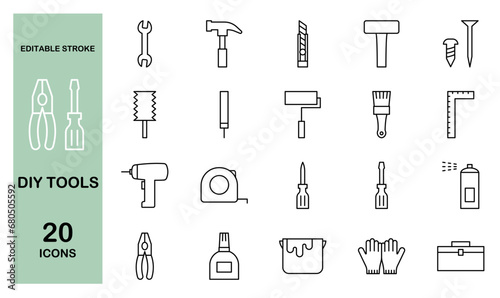 Icon set of DIY tools
