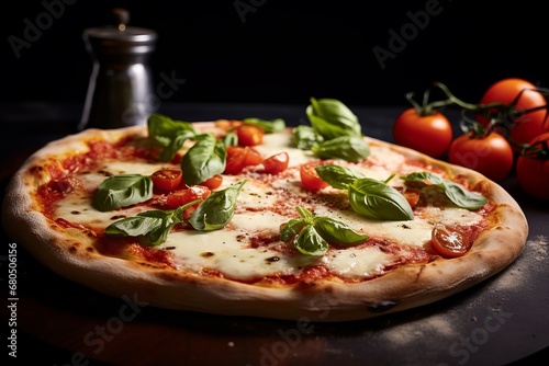 Delicious fresh pizza served on wooden board