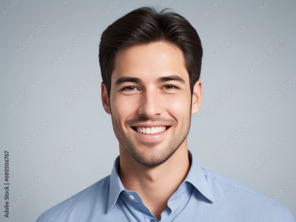 Professional Smiling Man in Corporate Attire with Dark Brown Hair