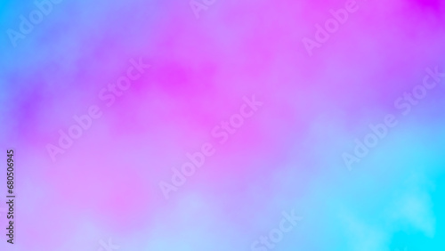 Neon rainbow gradient background 8K 16:9, copy space. Light blue bright pink purple сloudy backdrop for website, poster, cover, wallpaper. Smoke fog watercolor paint digital texture. Ethereal fantasy photo
