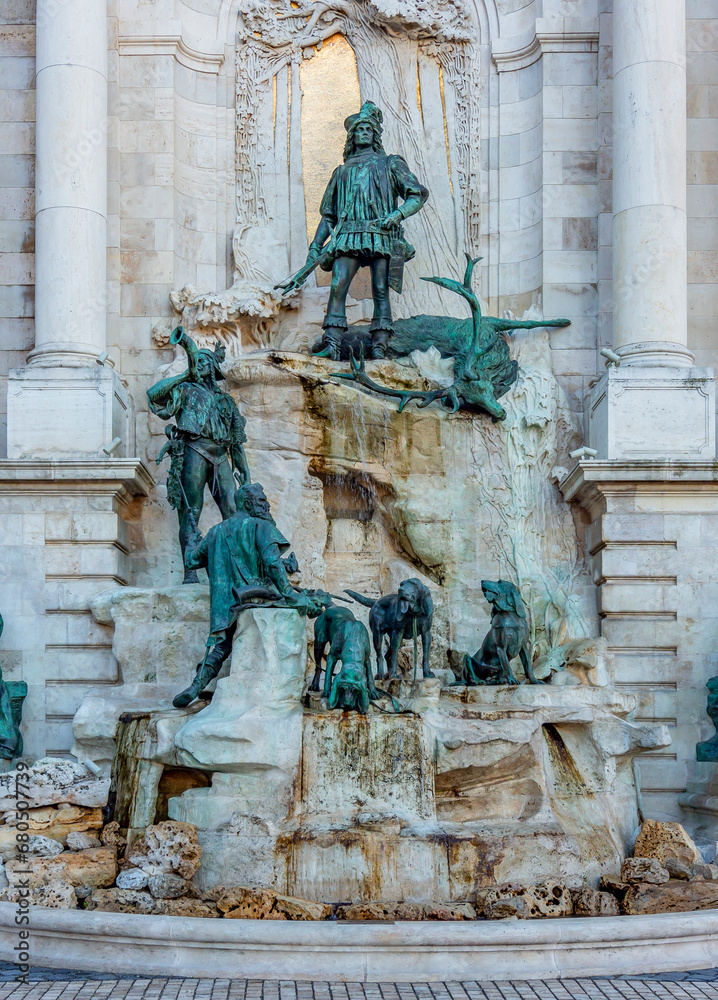Matthias fountain at Royal palace of Buda, Budapest, Hungary