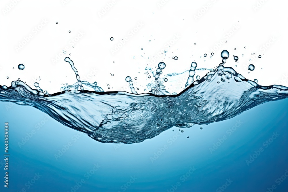 Aquatic elegance. Crystal clear water in macro splash representing purity and nature beauty. Blue hues and transparent waves conveying freshness and motion in abstract form Aquatic elegance. Crystal clear water in macro splash representing purity and nature beauty. Blue hues and transparent waves conveying freshness and motion in abstract form