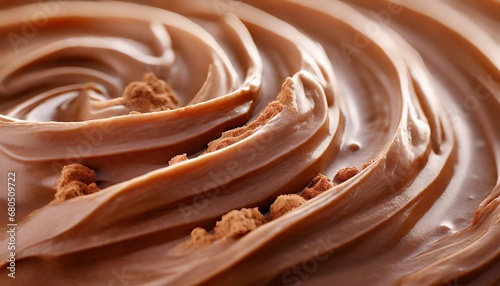 Close-up shot of whipped chocolate cream texture.