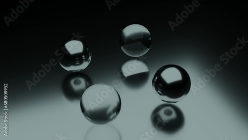 Hover Floating bright metal balls loop animation transparent round marbles