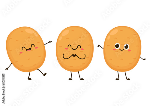 Potato character design. Potato vector. Potato cartoon on white background.