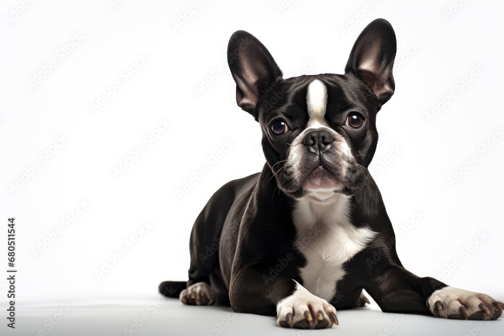 Boston Terrier cute dog isolated on white background
