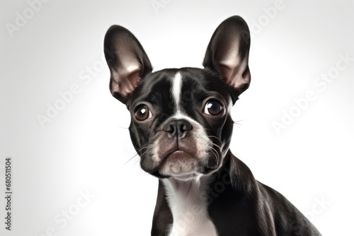 Boston Terrier cute dog isolated on white background © Karlaage