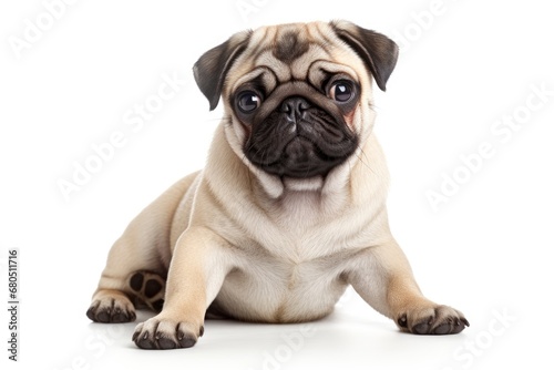 Pug cute dog isolated on white background