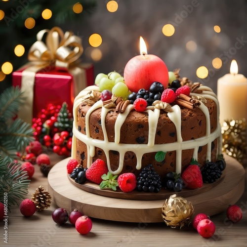 New Year Cake, Christmas Cake, ornaments,