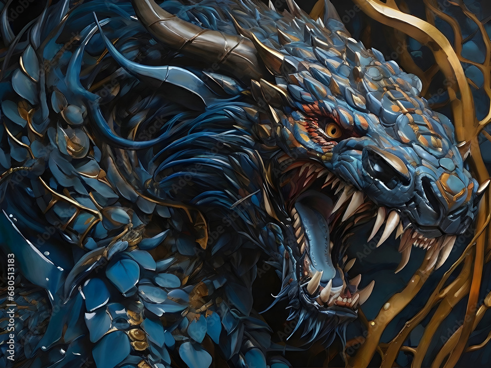 In the depths of an acrylic painting, an intricately designed creature inspired by analog aesthetics and possessing primal hunting instincts is vividly captured as the main subject. In the depths of an acrylic painting, an intricately designed creature inspired by analog aesthetics and possessing primal hunting instincts is vividly captured as the main subject.