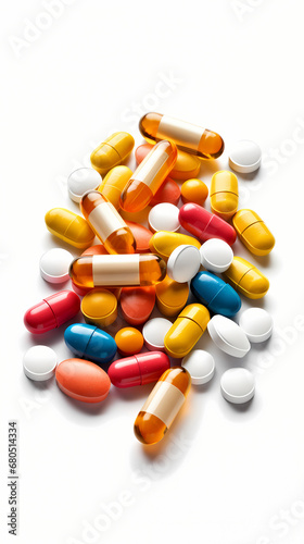 pills drugs and painkiller isolated background