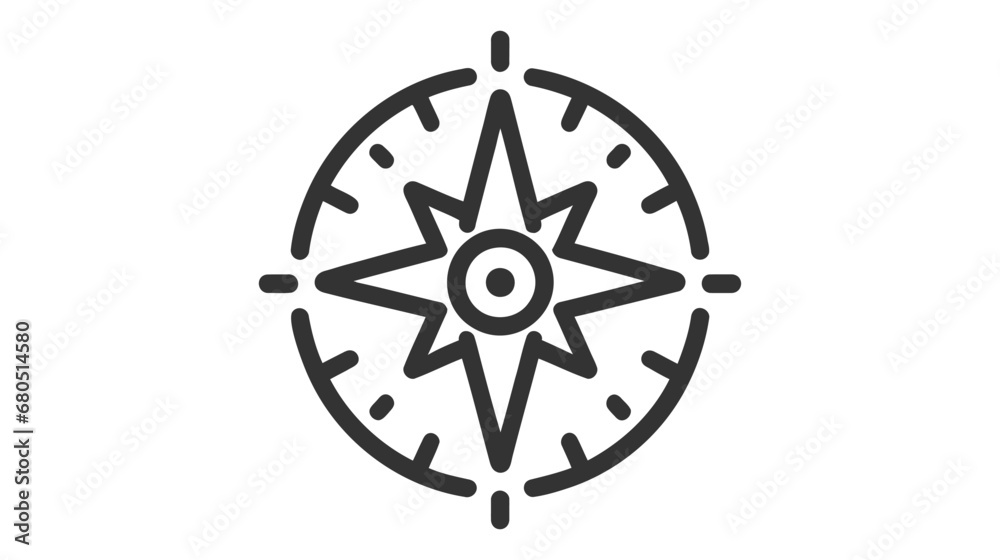 Line Compass icon isolated on white background. Outline symbol for website design, mobile application, ui.