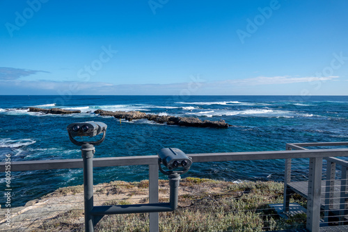 Binoculars at Cathedral Rocks viewpoint, Rottnest Island, Western Australia