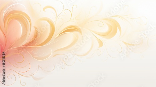 Whimsical swirls of golden light intertwining with soft pastel hues on a Happy Valentine's Day card with a pristine white background.
